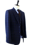 BDtailormade NAVY OVERCHECK TWILL TWEED 3 PIECE SUIT - BDtailormade TWEED SUITStweedmaker hockerty menstweedsuit