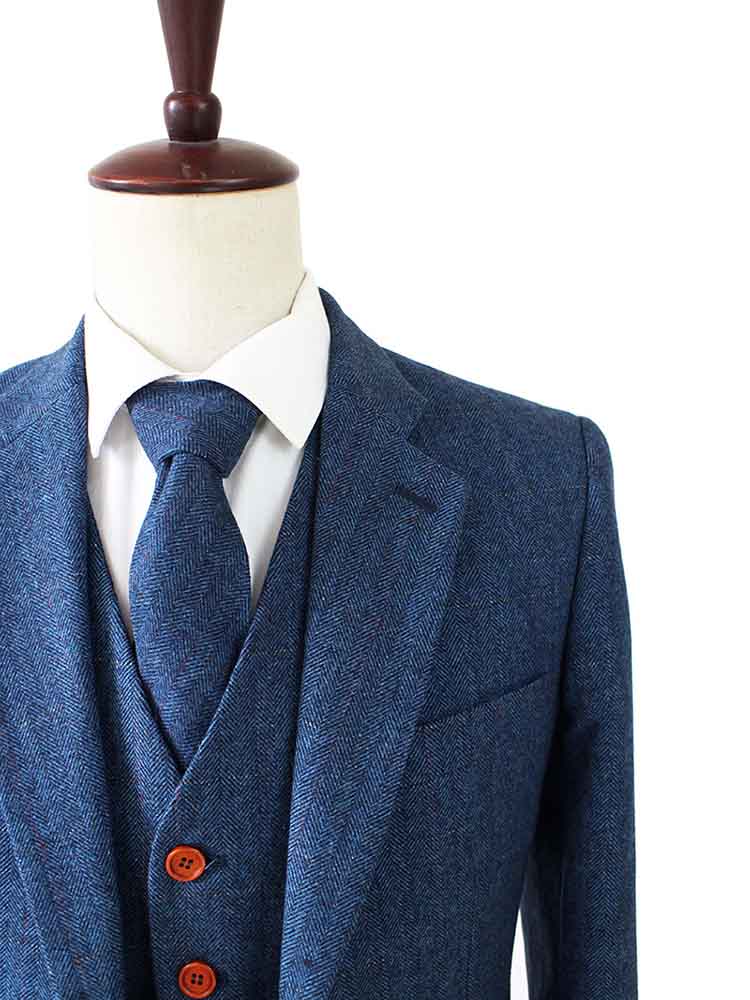 BDtailormade BLUE HERRINGBONE TWEED 2 PIECE SUIT - BDtailormade TWEED SUITStweedmaker hockerty menstweedsuit