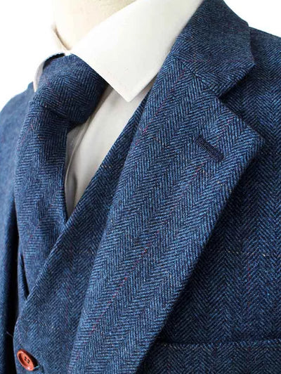 BDtailormade BLUE HERRINGBONE TWEED 2 PIECE SUIT - BDtailormade TWEED SUITStweedmaker hockerty menstweedsuit