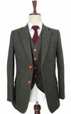 BDtailormade CLASSIC GREEN BARLEYCORN TWEED 3 PIECE SUIT - BDtailormade TWEED SUITStweedmaker hockerty menstweedsuit