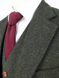 BDtailormade CLASSIC GREEN BARLEYCORN TWEED 3 PIECE SUIT - BDtailormade TWEED SUITStweedmaker hockerty menstweedsuit