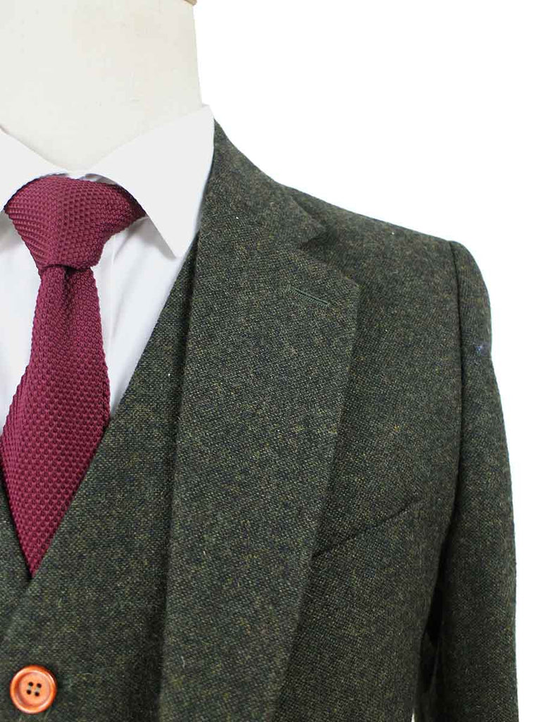 BDtailormade CLASSIC GREEN BARLEYCORN TWEED 3 PIECE SUIT - BDtailormade TWEED SUITStweedmaker hockerty menstweedsuit