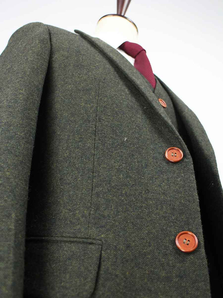 BDtailormade CLASSIC GREEN BARLEYCORN TWEED 3 PIECE SUIT - BDtailormade TWEED SUITStweedmaker hockerty menstweedsuit