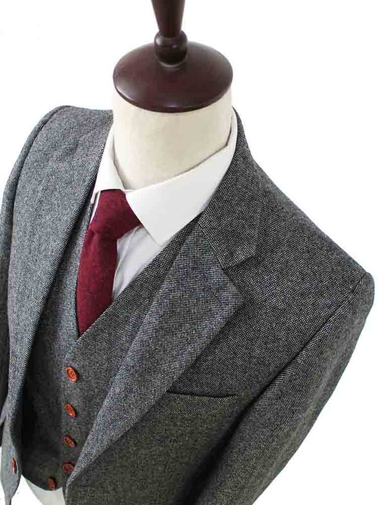BDtailormade CLASSIC GREY BARLEYCORN TWEED 3 PIECE SUIT - BDtailormade TWEED SUITStweedmaker hockerty menstweedsuit