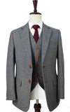 TRAJE CLÁSICO DE 3 PIEZAS DE TWEED CON ESPIGA GRIS