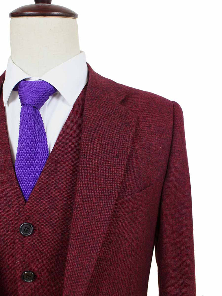 BDtailormade CLASSIC RED BARLEYCORN TWEED 3 PIECE SUIT - BDtailormade TWEED SUITStweedmaker hockerty menstweedsuit