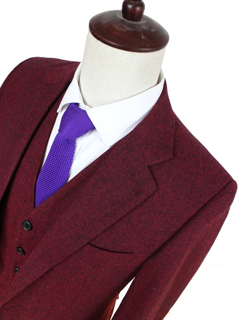 BDtailormade CLASSIC RED BARLEYCORN TWEED 3 PIECE SUIT - BDtailormade TWEED SUITStweedmaker hockerty menstweedsuit