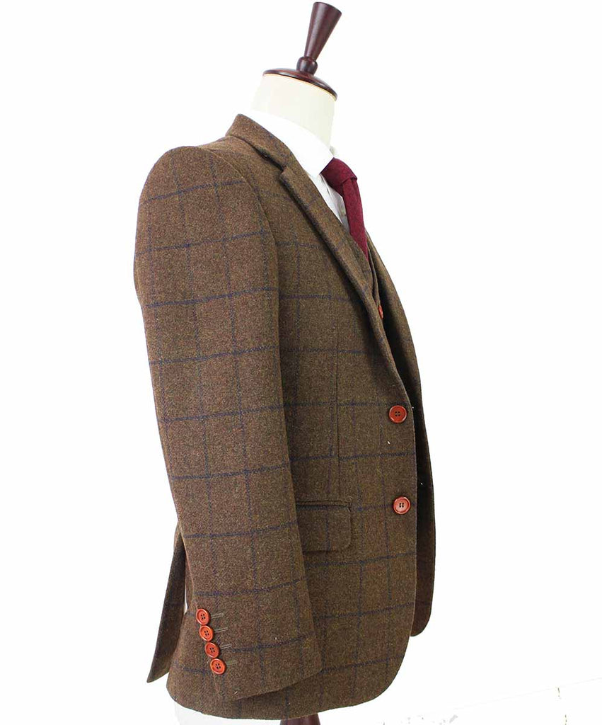 BDtailormade COUNTRY BROWN PLAID TWEED 3 PIECE SUIT - BDtailormade TWEED SUITStweedmaker hockerty menstweedsuit