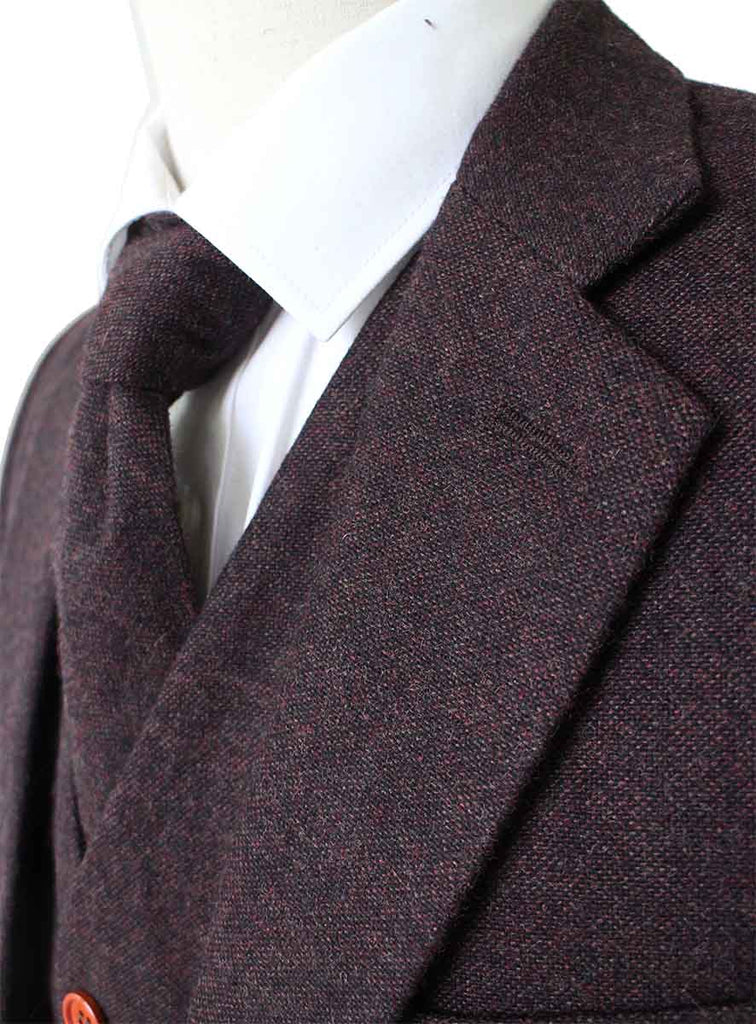 BDtailormade DARK BROWN BARLEYCORN TWEED 3 PIECE SUIT - BDtailormade TWEED SUITStweedmaker hockerty menstweedsuit