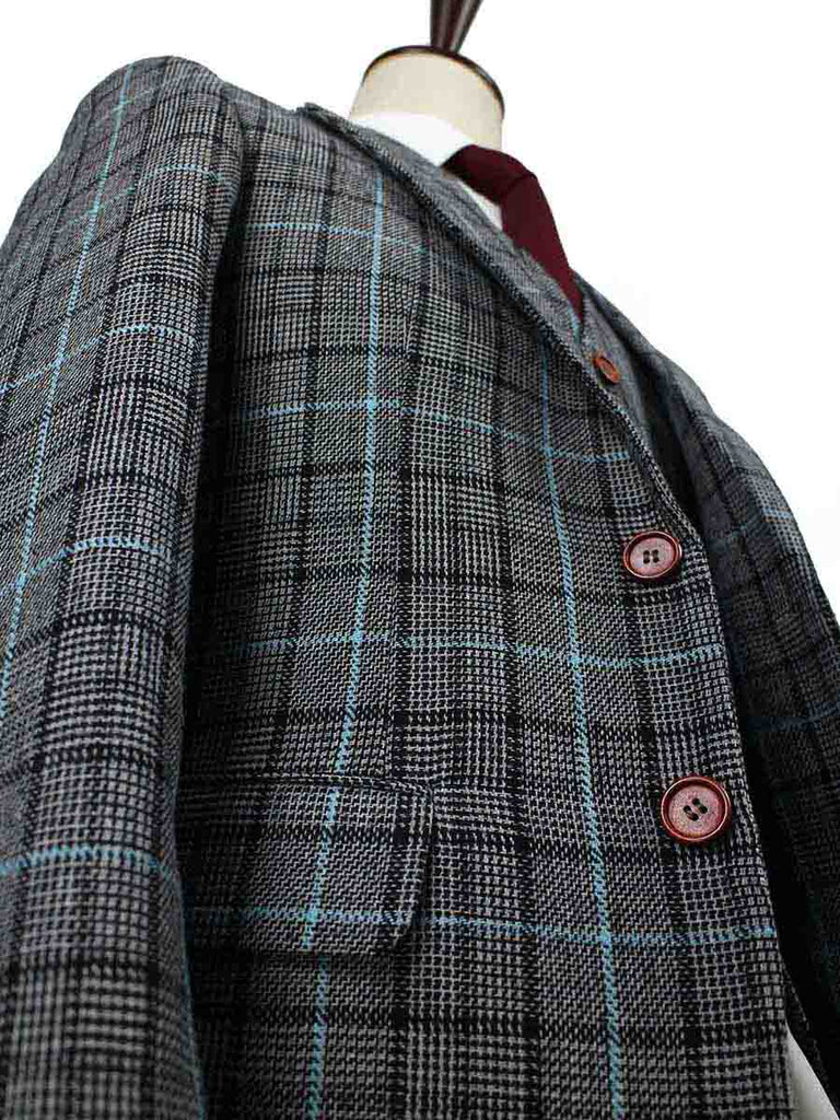 BDtailormade GREY BLUE HOUNDSTOOTH PLAID TWEED 3 PIECE SUIT - BDtailormade TWEED SUITStweedmaker hockerty menstweedsuit
