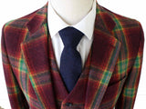 BDtailormade RAINBOW RED PLAID TWEED 3 PIECE SUIT - BDtailormade TWEED SUITStweedmaker hockerty menstweedsuit