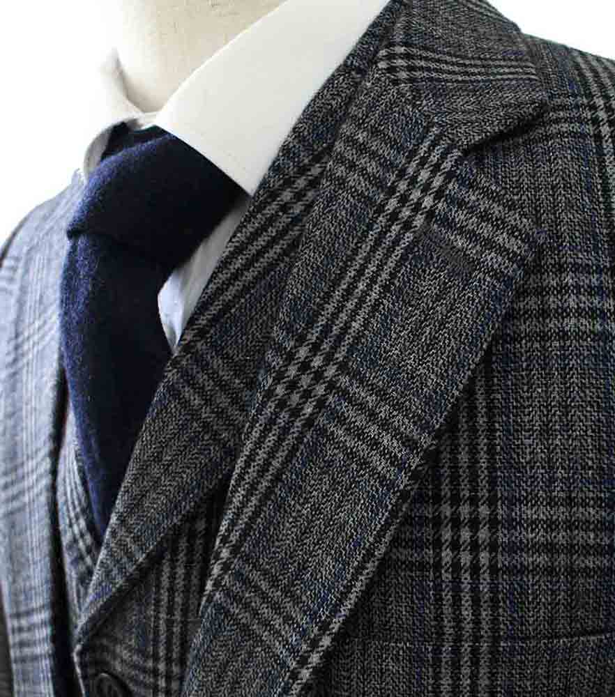 BDtailormade RETRO GREY BLUE PLAID TWEED 3 PIECE SUIT - BDtailormade TWEED SUITStweedmaker hockerty menstweedsuit
