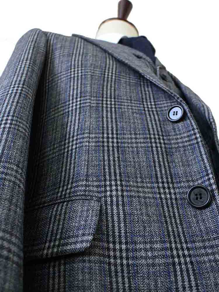 BDtailormade RETRO GREY BLUE PLAID TWEED 3 PIECE SUIT - BDtailormade TWEED SUITStweedmaker hockerty menstweedsuit