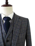 BDtailormade RETRO GREY BLUE PLAID TWEED 3 PIECE SUIT - BDtailormade TWEED SUITStweedmaker hockerty menstweedsuit