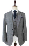 TRAJE DE TWEED A CUADROS GRIS RETRO DE 3 PIEZAS