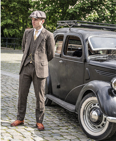 BROWN PINSTRIPE TWEED 3 PIECE SUIT - BDtailormade