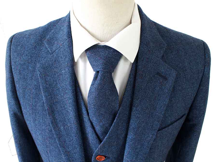 BDtailormade BLUE HERRINGBONE TWEED 2 PIECE SUIT - BDtailormade TWEED SUITStweedmaker hockerty menstweedsuit