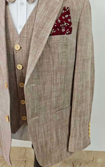 TRAJE DE 3 PIEZAS DE TWEED A CUADROS ROJOS ARCOÍRIS MIX &amp; MATCH