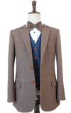 TRAJE DE 3 PIEZAS DE TWEED AZUL MIX &amp; MATCH CON ESPIGA MARRÓN