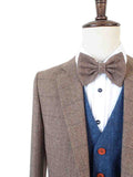 TRAJE DE 3 PIEZAS DE TWEED AZUL MIX &amp; MATCH CON ESPIGA MARRÓN