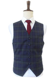 TRAJE DE 3 PIEZAS DE ESTAMPADO A CUADROS VERDE AZUL MARINO 