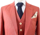 TRAJE DE 3 PIEZAS DE LINO ROJO NARANJA