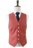 TRAJE DE 3 PIEZAS DE LINO ROJO NARANJA