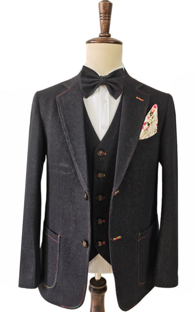 TRAJE DE 3 PIEZAS DE TWEED A CUADROS ROJOS ARCOÍRIS MIX &amp; MATCH