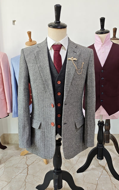 TRAJE DE 3 PIEZAS DE TWEED A CUADROS ROJOS ARCOÍRIS MIX &amp; MATCH