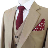 TRAJE DE 3 PIEZAS DE PEINADO CAQUI 
