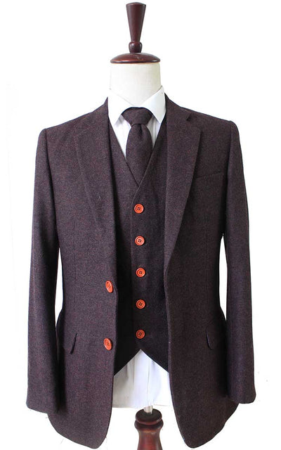 BDtailormade DARK BROWN BARLEYCORN TWEED JACKET - BDtailormade TWEED JACKETStweedmaker hockerty menstweedsuit