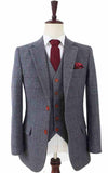 TRAJE DE DOS PIEZAS DE TWEED CON ESPIGA GRIS