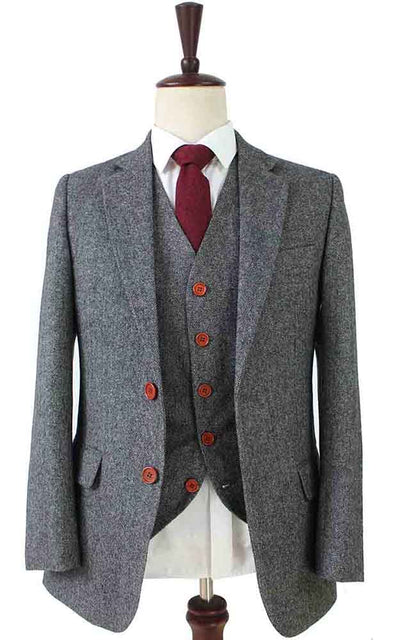 BDtailormade CLASSIC GREY BARLEYCORN TWEED 2 PIECE SUIT - BDtailormade TWEED SUITStweedmaker hockerty menstweedsuit