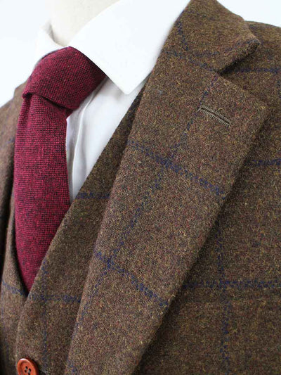 BDtailormade COUNTRY BROWN PLAID TWEED 2 PIECE SUIT - BDtailormade TWEED SUITStweedmaker hockerty menstweedsuit