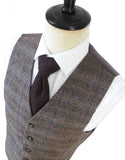 TRAJE DE 3 PIEZAS DE TWEED CON ESPIGA Y PANEL DE VENTANA MARRÓN BEIGE