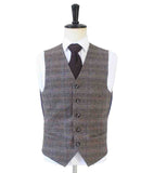 TRAJE DE 3 PIEZAS DE TWEED CON ESPIGA Y PANEL DE VENTANA MARRÓN BEIGE