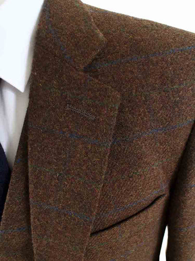BDtailormade BROWN TATTERSALL TWEED 3 PIECE SUIT - BDtailormade TWEED SUITStweedmaker hockerty menstweedsuit