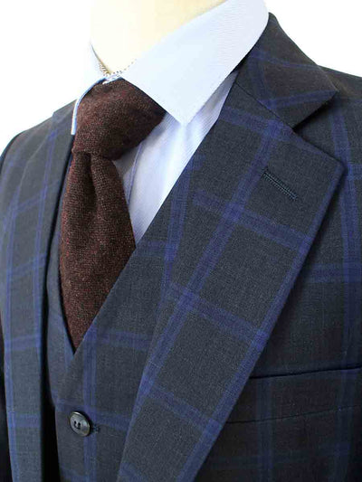 BDtailormade CHARCOAL WINDOWPANE WORSTED 3 PIECE SUIT - BDtailormade Worsted Suittweedmaker hockerty menstweedsuit