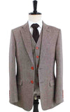 TRAJE CLÁSICO DE TWEED DE MAÍZ DE CEBADA MARRÓN DE 3 PIEZAS