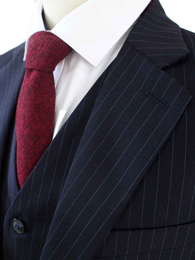 BDtailormade DARK BLUE PINSTRIPE WORSTED 3 PIECE SUIT - BDtailormade Worsted Suittweedmaker hockerty menstweedsuit