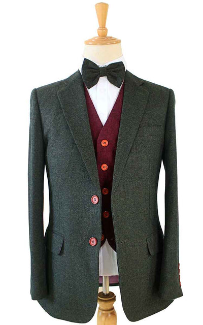 BDtailormade GREEN HERRINGBONE MIX & MATCH TWEED 3 PIECE SUIT - BDtailormade TWEED SUITStweedmaker hockerty menstweedsuit