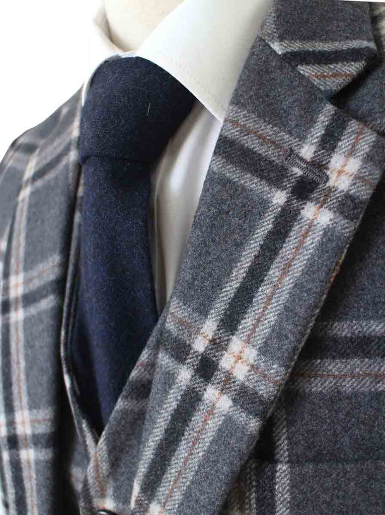 BDtailormade GREY WINDOWPANE PLAID TWEED 3 PIECE SUIT - BDtailormade TWEED SUITStweedmaker hockerty menstweedsuit