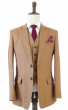 TRAJE DE LINO DE 3 PIEZAS MARRÓN CLARO