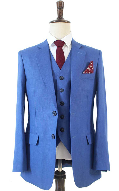 NAVY BLUE 3 PIECE LINEN SUIT - BDtailormade