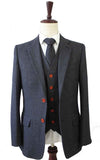 TRAJE DE TWEED DE 3 PIEZAS CON ESPIGA EN COLOR CARBÓN