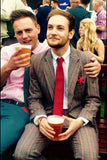 BROWN PINK HOUNDSTOOTH PLAID TWEED 3 PIECE SUIT - BDtailormade