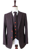 BDtailormade DARK BROWN BARLEYCORN TWEED 3 PIECE SUIT - BDtailormade TWEED SUITStweedmaker hockerty menstweedsuit