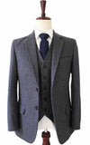 TRAJE DE 3 PIEZAS DE TWEED DE SARGA GRIS