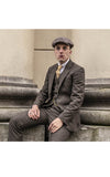 TRAJE DE TWEED DE TRES PIEZAS DE RAYAS DIPLOMÁTICAS MARRÓN